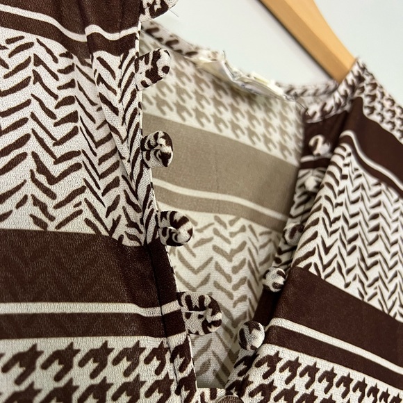 VINTAGE Western 70’s Houndstooth Dress with Brown Accents - Picture 8 of 12